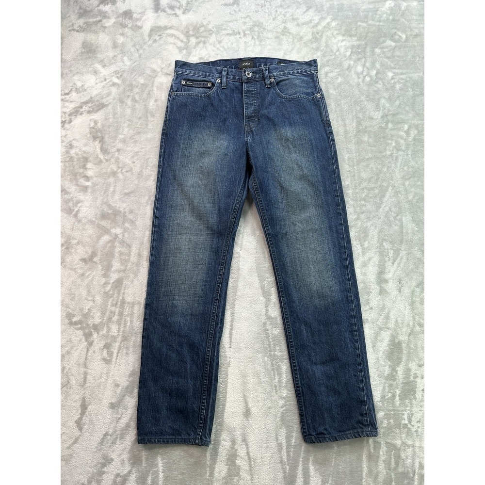 RCVA Jeans Mens Sz 32x32 Dark Blue New Normal Denim Straight Leg Grunge Street